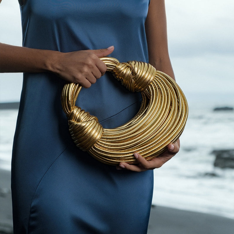 Savannah – Gebeeldhouwde Handtas met Geknoopt Ontwerp en Ritssluiting