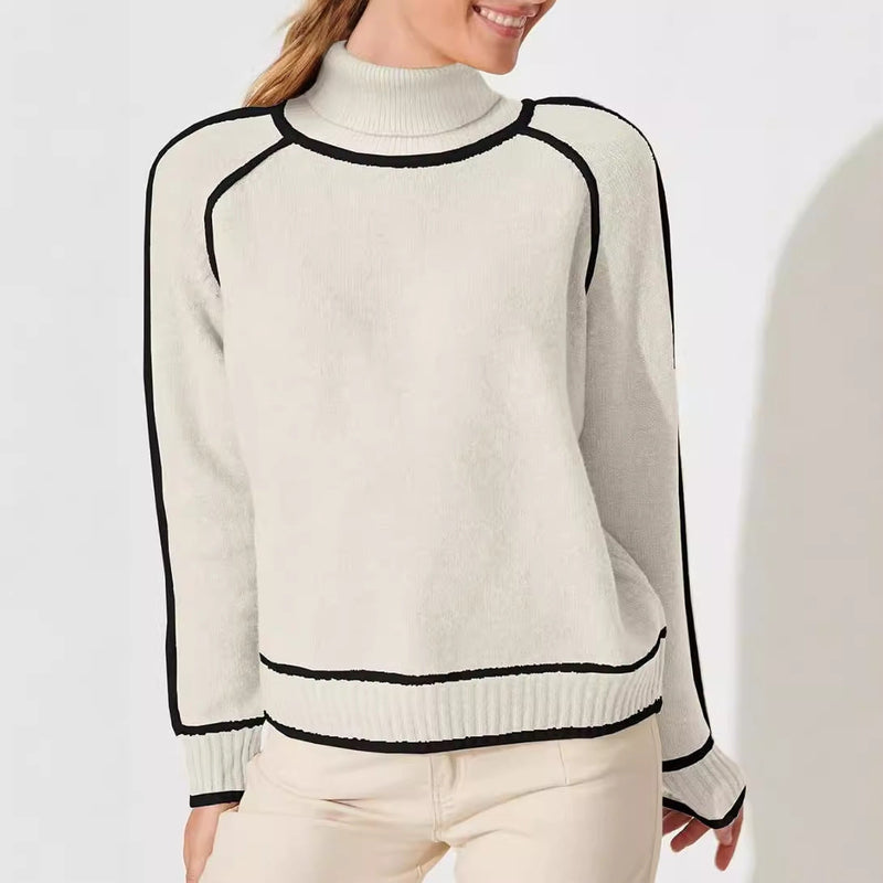 Isabella - Elegante gebreide top met hoge kraag en lange mouwen