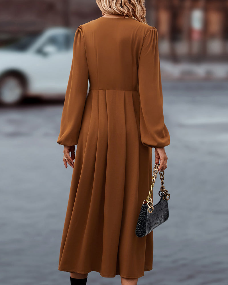 Diana - Elegante V-hals jurk met lange mouwen