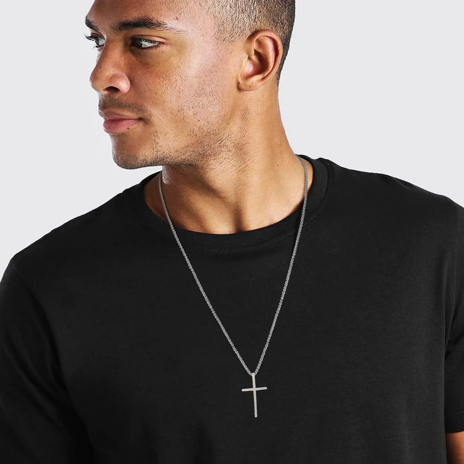 Henry - Elegante ketting met gelaagde kruishanger en touwketting