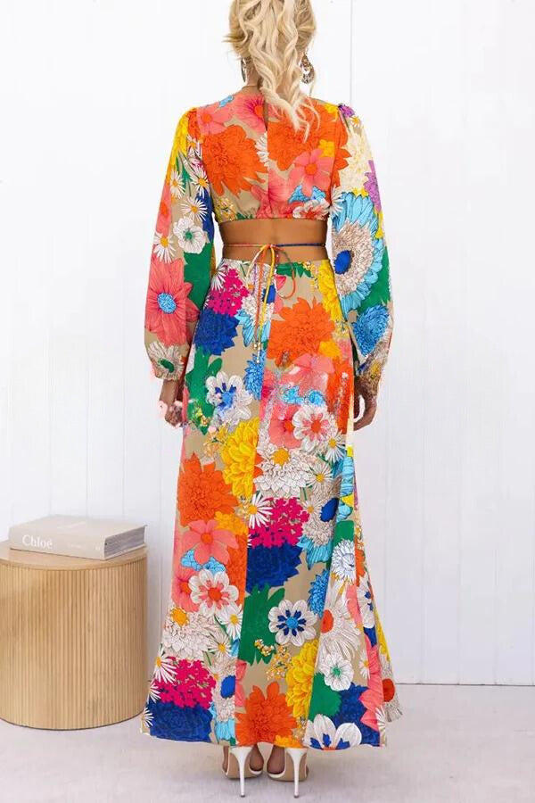 Elara - Maxi-jurk met bloemenprint en ronde halslijn