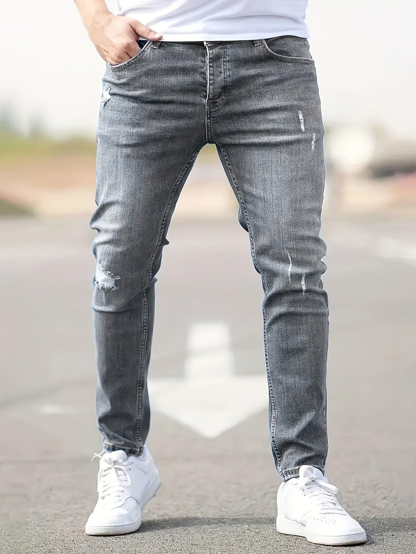 Pepijn - Medium Stretch Denim Jeans met Gescheurd Detail voor Trendy Looks