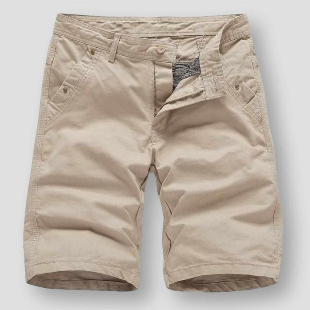 Caleb - Relaxed-fit casual shorts met riemlussen en handige zak