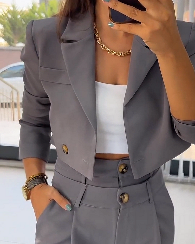 Chena - Elegante 2-delige blazer & broek set met wijde lengte