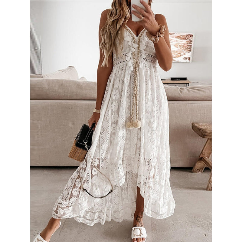 Bianca – Moderne maxi-jurk met V-hals en verstelbare dunne bandjes