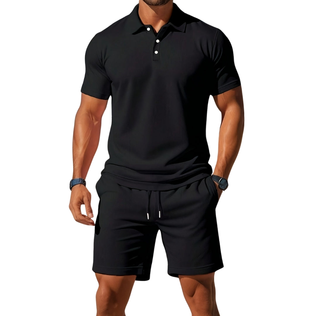 Leo - Set met Poloshirt met Korte Mouwen en Short met Verstelbare Taille