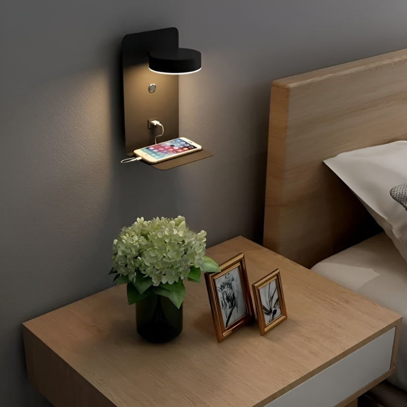 DazzleShelf – Minimalistische Oplaadbare Nachtlamp met Plank en USB Oplaadpoort