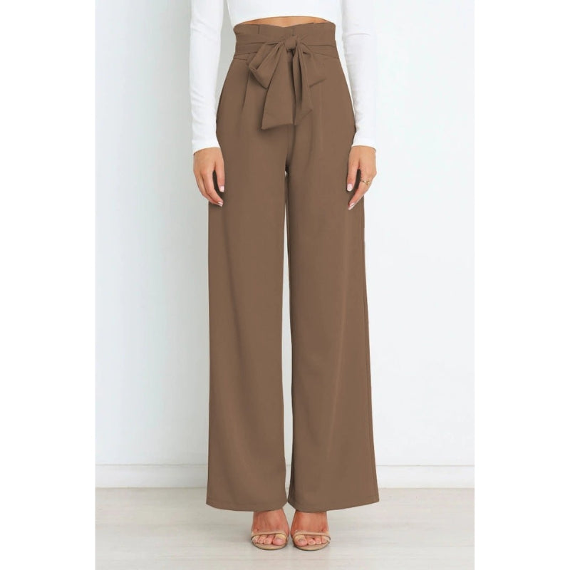 Isla - Chique wijde broek met hoge taille en stijlvolle strik