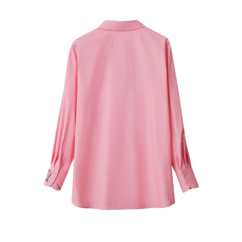 Charlotte - Blouse met rozenborduursel en klassieke kraag