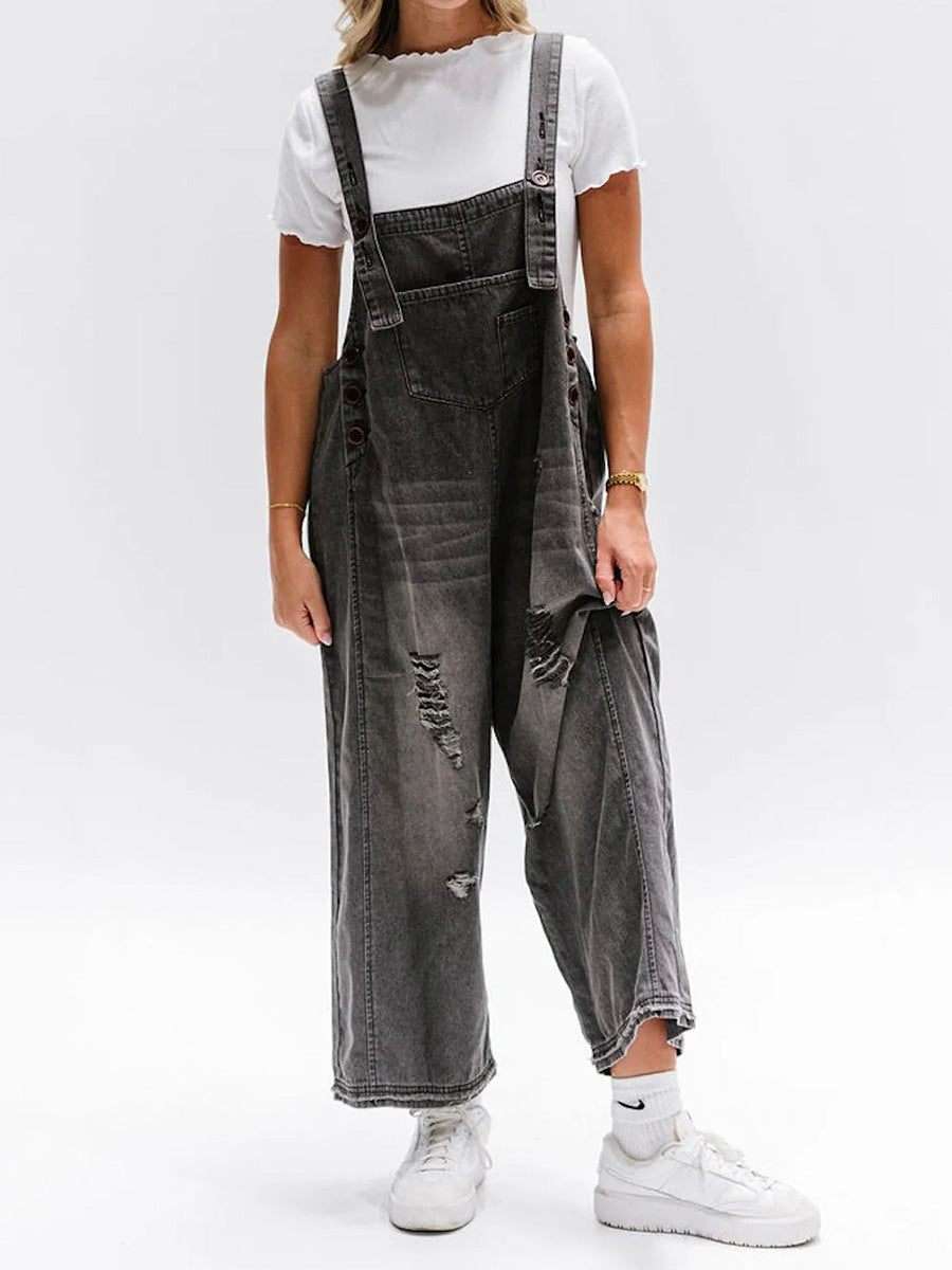 Zaria – Casual overall met verstelbare bandjes en wijd uitlopende pijpen