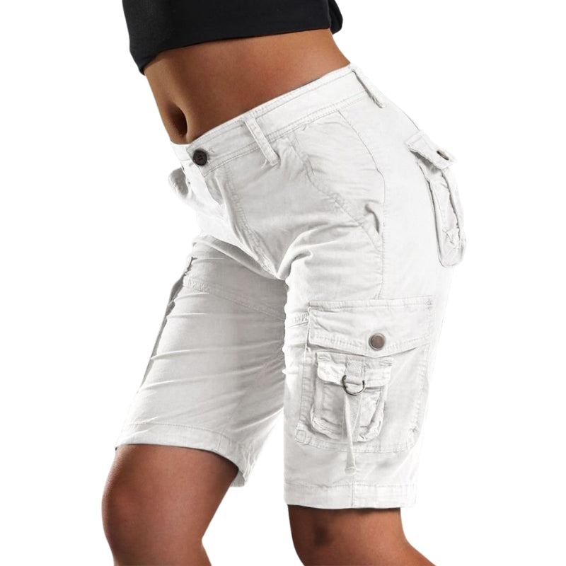 Lena – Dames Flex Cargo Shorts met Verstelbare Taille en Opbergzakken