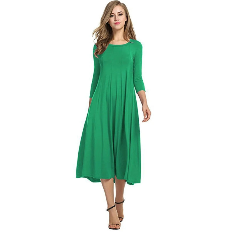 Chloe - Elegante maxi jurk met korte mouwen en ronde hals