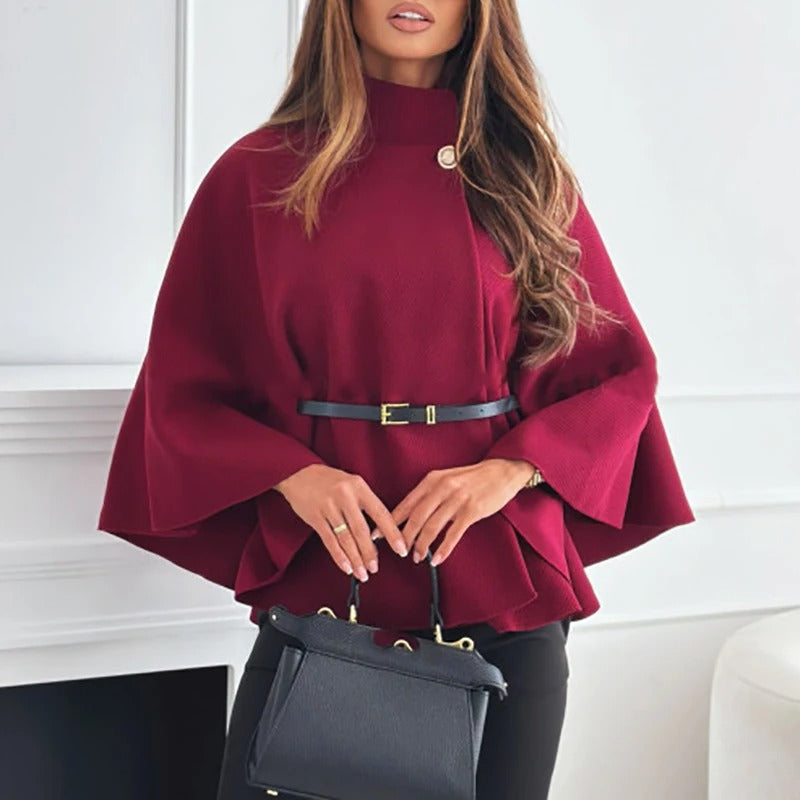 Sarah - Moderne pet met vleermuismouwen en col