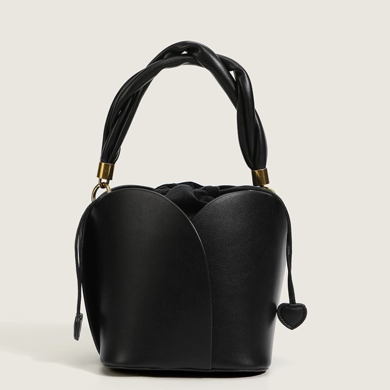Lily - Elegante bucket bag met bloemmotief en koordsluiting