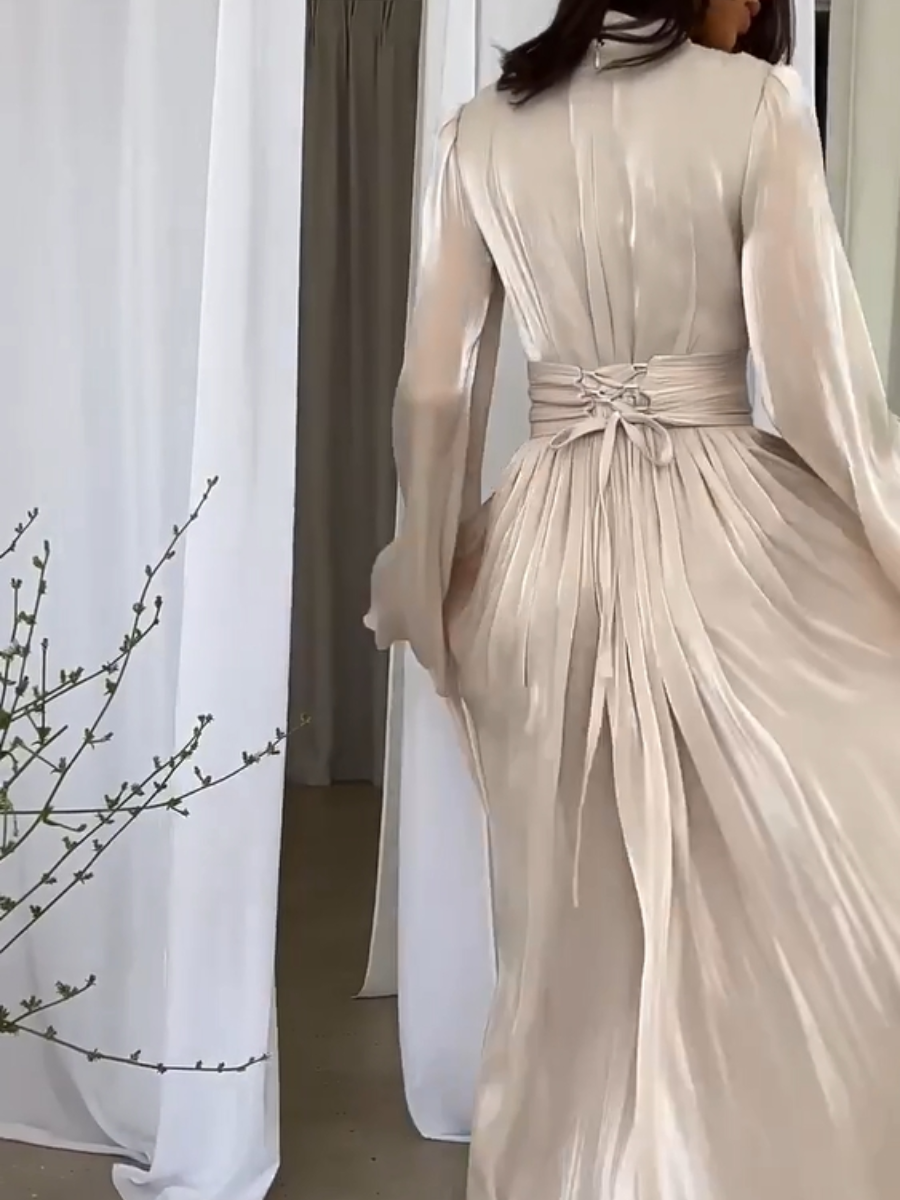Lily – Elegante maxi-jurk met lange mouwen en vloeiend silhouet