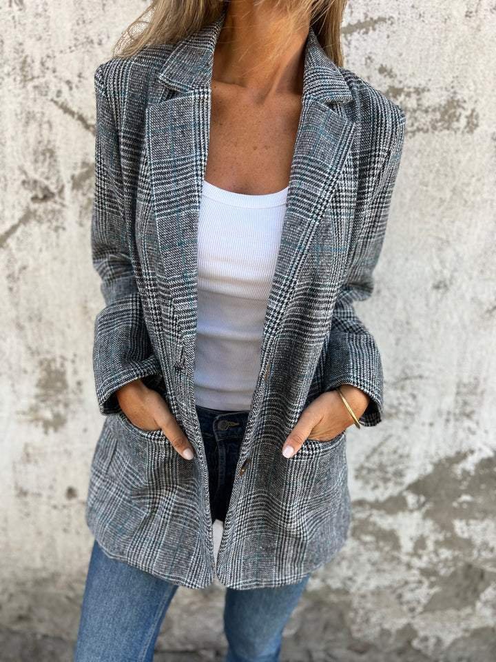 Daniya - Chic Geruit Blazer Met Zakken
