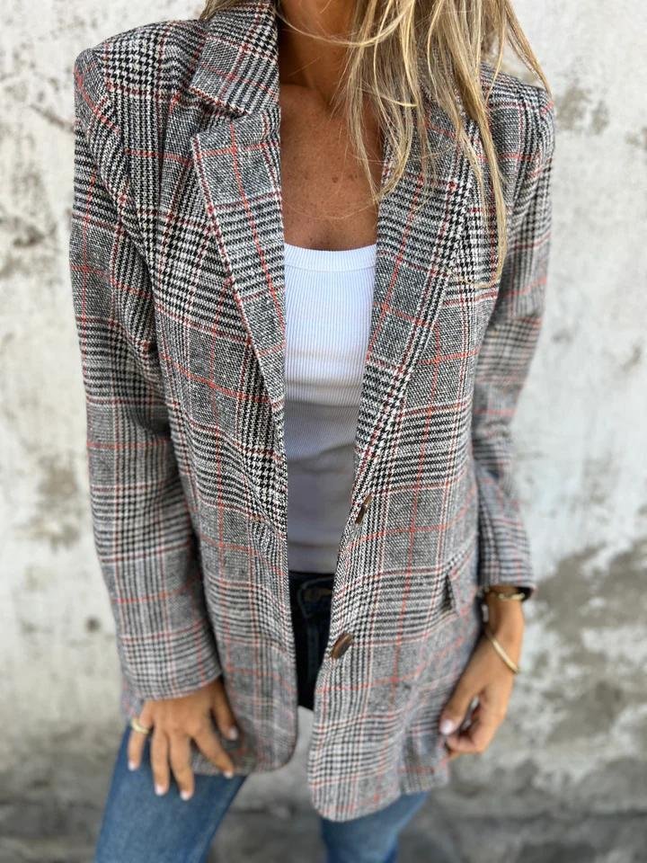Daniya - Chic Geruit Blazer Met Zakken