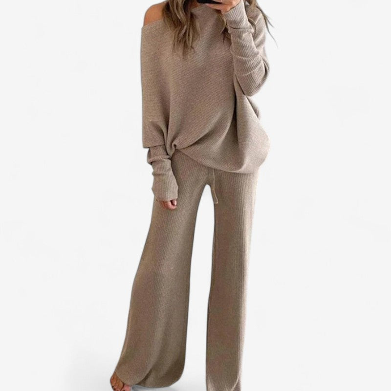 Alexis - Tweedelige set met een schouderloze top en een wijde broek
