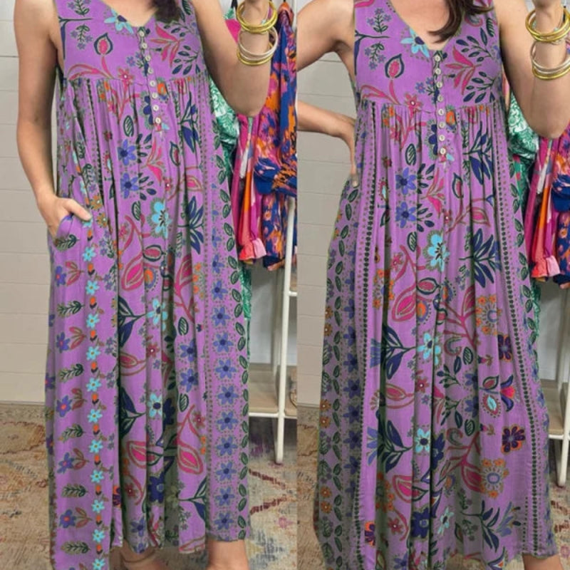 Emma – Eendelige jumpsuit met diepe V-hals en knoopsluiting aan de voorkant