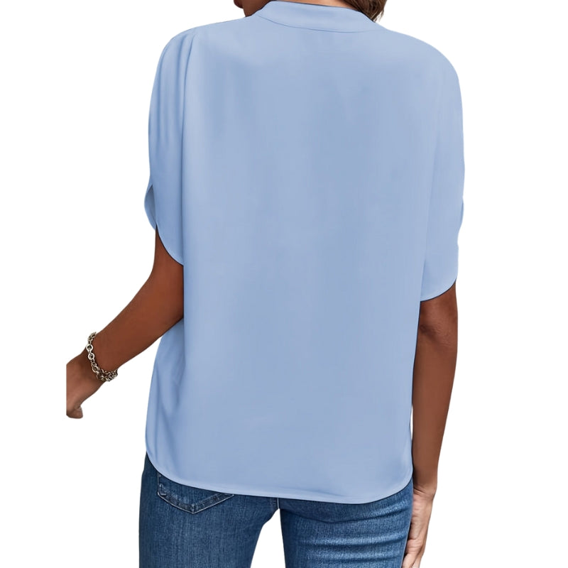 Audrey - V Hals Blouse met Korte Mouwen