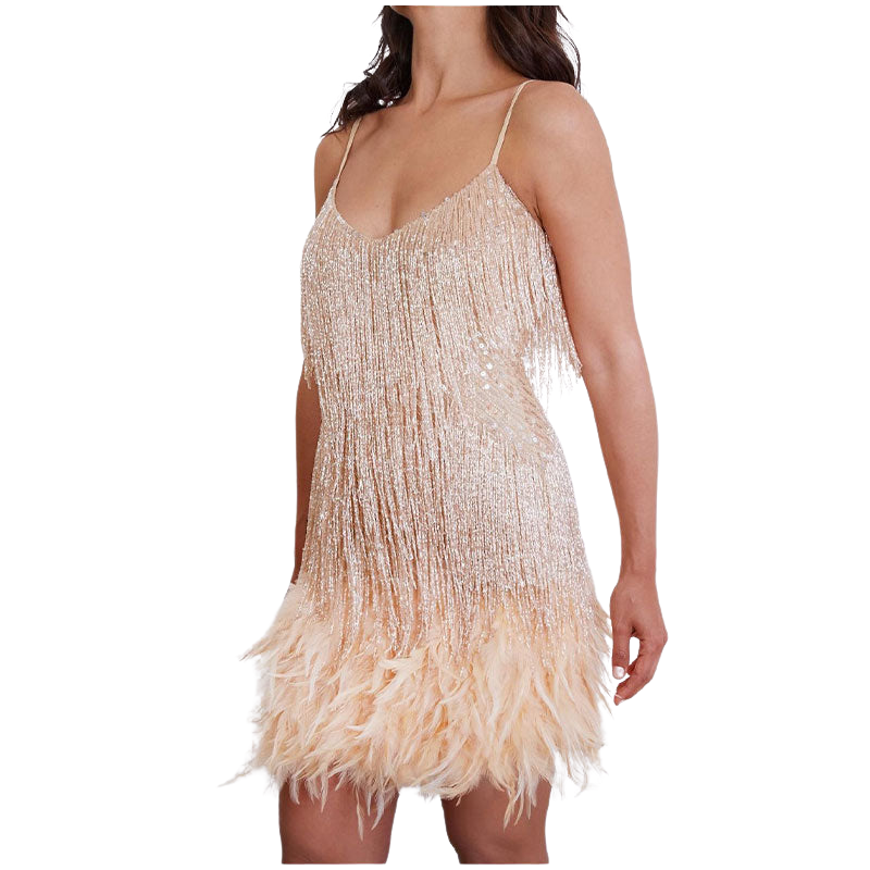 Anna – Elegante Witte Cocktailjurk met Franjes en Verenafwerking