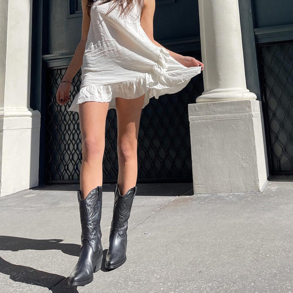 Bella – Stijlvolle cowboylaarzen met zijrits en gestructureerde zool