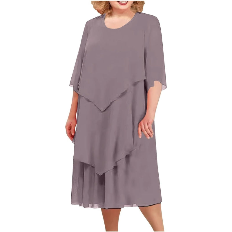 Hazel - Chiffon jurk met ronde hals en modern design