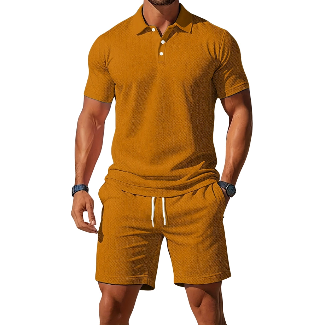 Leo - Set met Poloshirt met Korte Mouwen en Short met Verstelbare Taille
