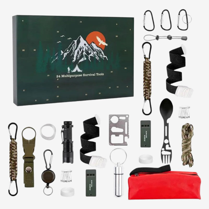 TrailTrek – Kerst Adventskalender met Outdoor Survival Set voor Avonturiers