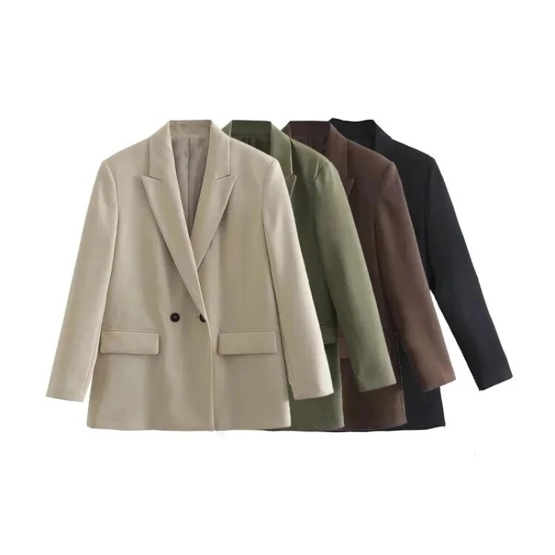 Isla - Chique dubbelrijige blazer met ingekeepte revers en gestructureerde pasvorm