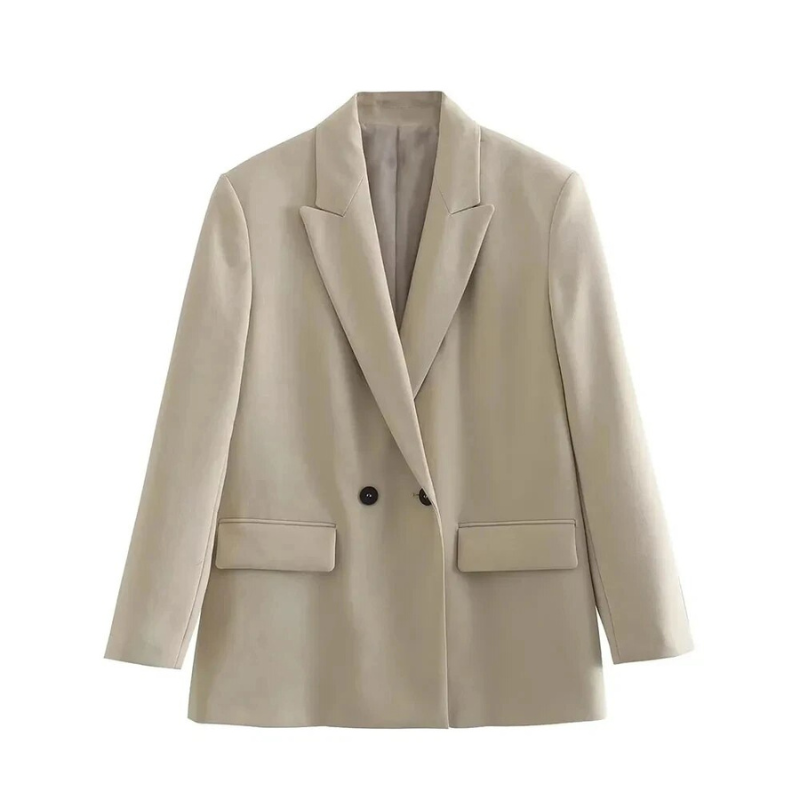Isla - Chique dubbelrijige blazer met ingekeepte revers en gestructureerde pasvorm