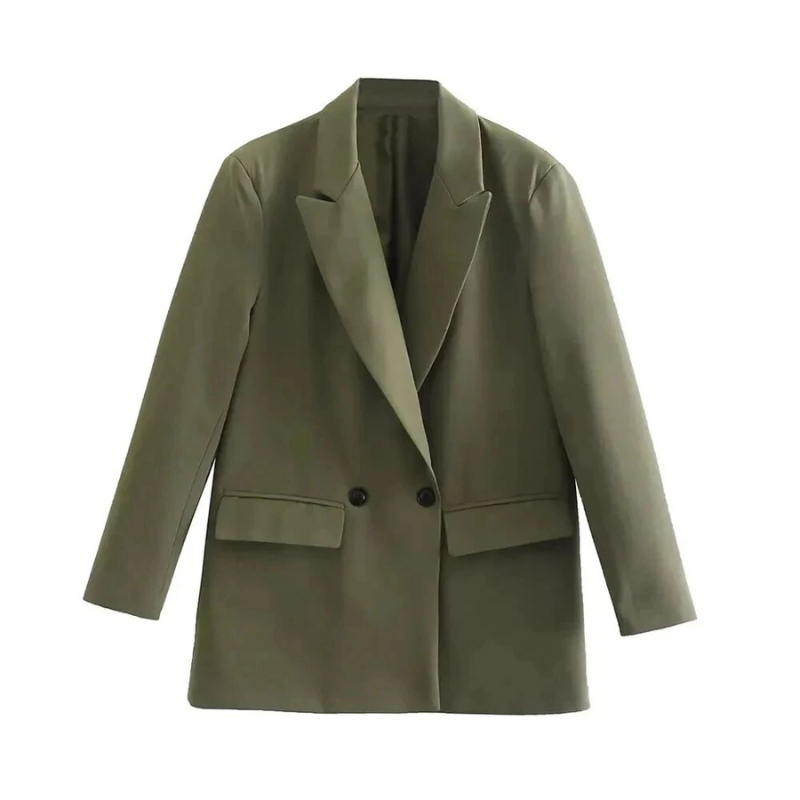 Isla - Chique dubbelrijige blazer met ingekeepte revers en gestructureerde pasvorm