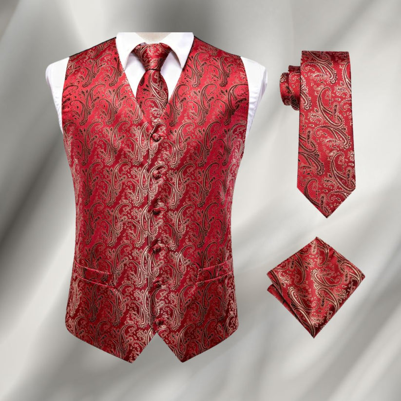Tony – Elegant bedrukt vest met knoopsluiting en gestructureerde V-hals