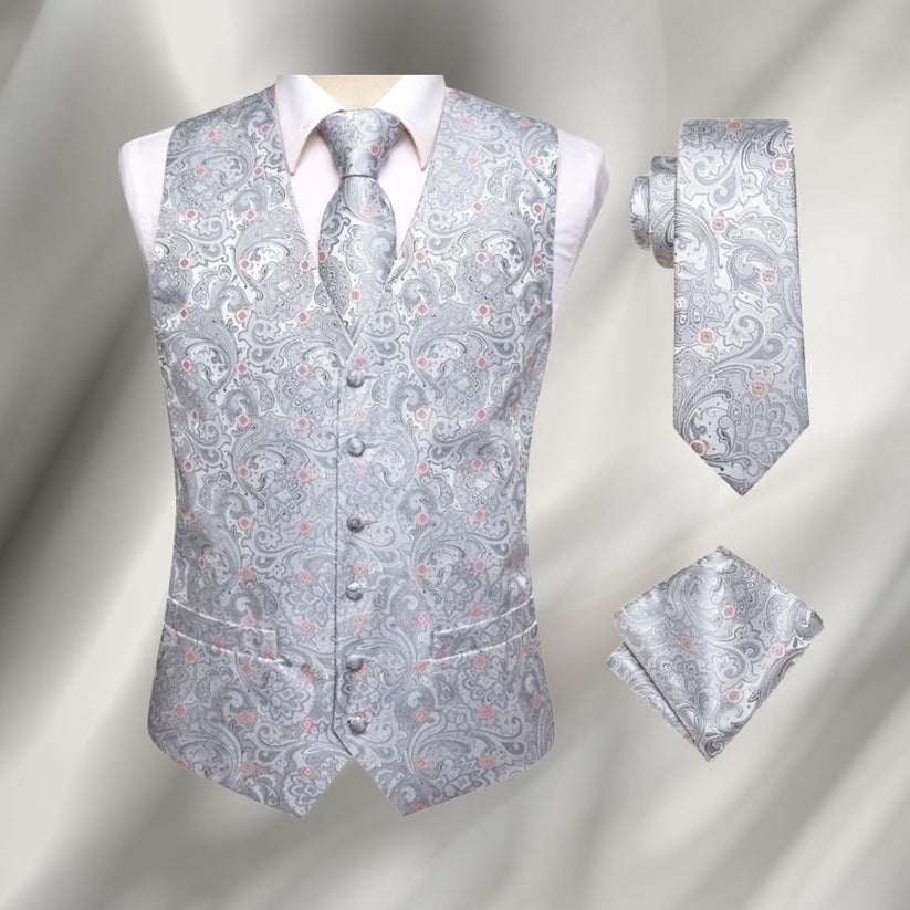 Tony – Elegant bedrukt vest met knoopsluiting en gestructureerde V-hals