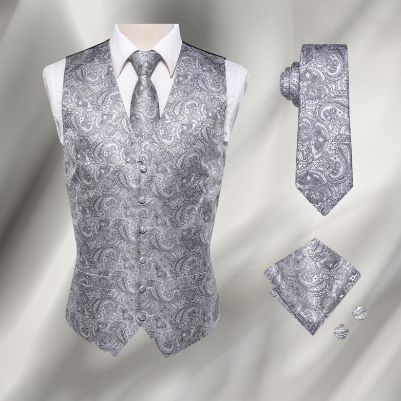 Tony – Elegant bedrukt vest met knoopsluiting en gestructureerde V-hals