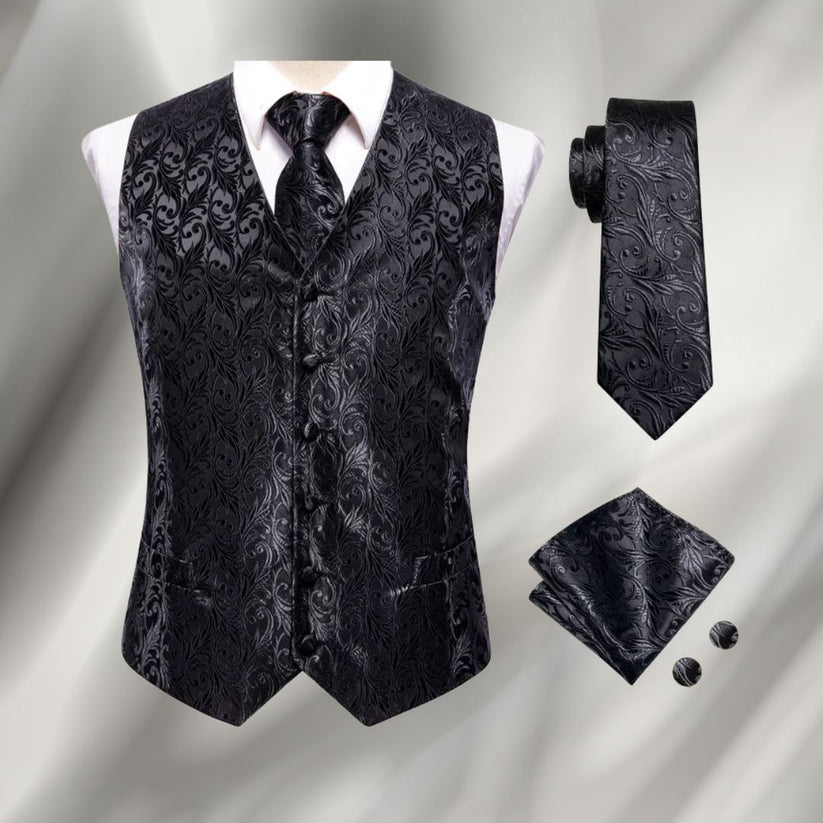 Tony – Elegant bedrukt vest met knoopsluiting en gestructureerde V-hals