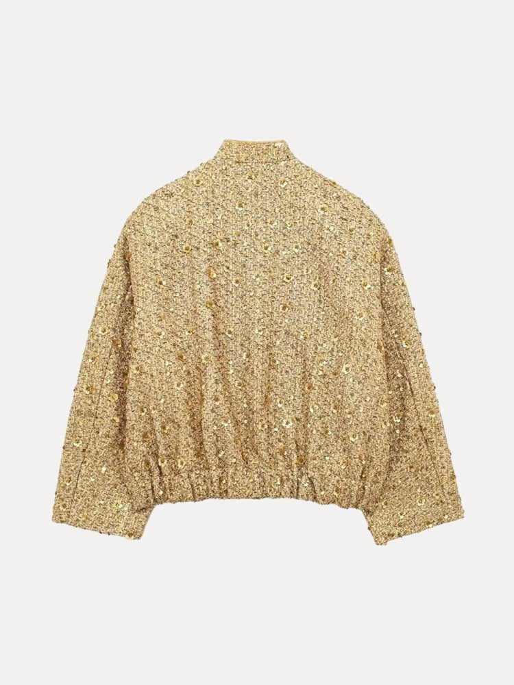 Sarah - Casual Bomberjack Met Gouden Pailetten