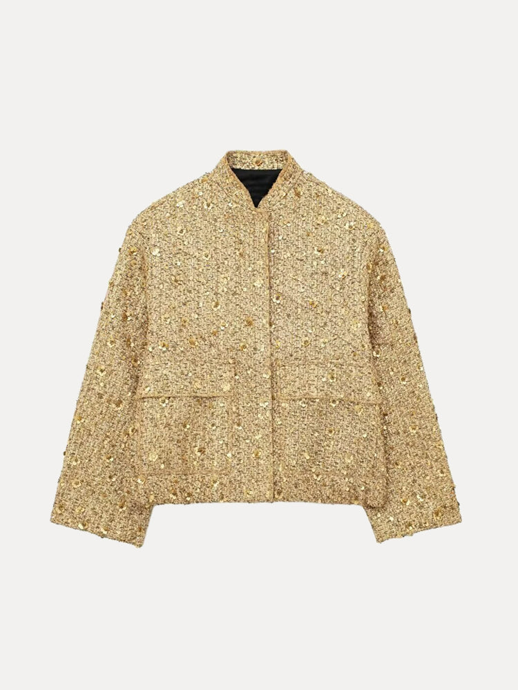 Sarah - Casual Bomberjack Met Gouden Pailetten