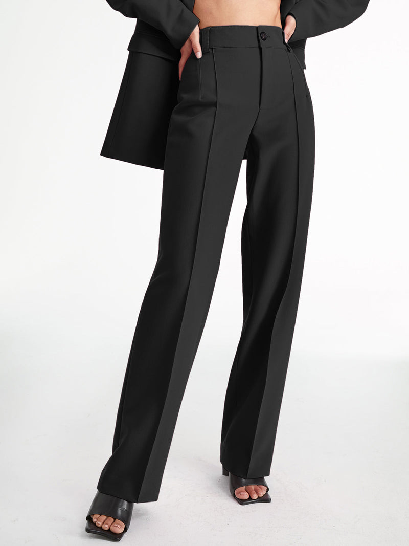 Lena - Rechte broek met hoge taille en wijde pijpen