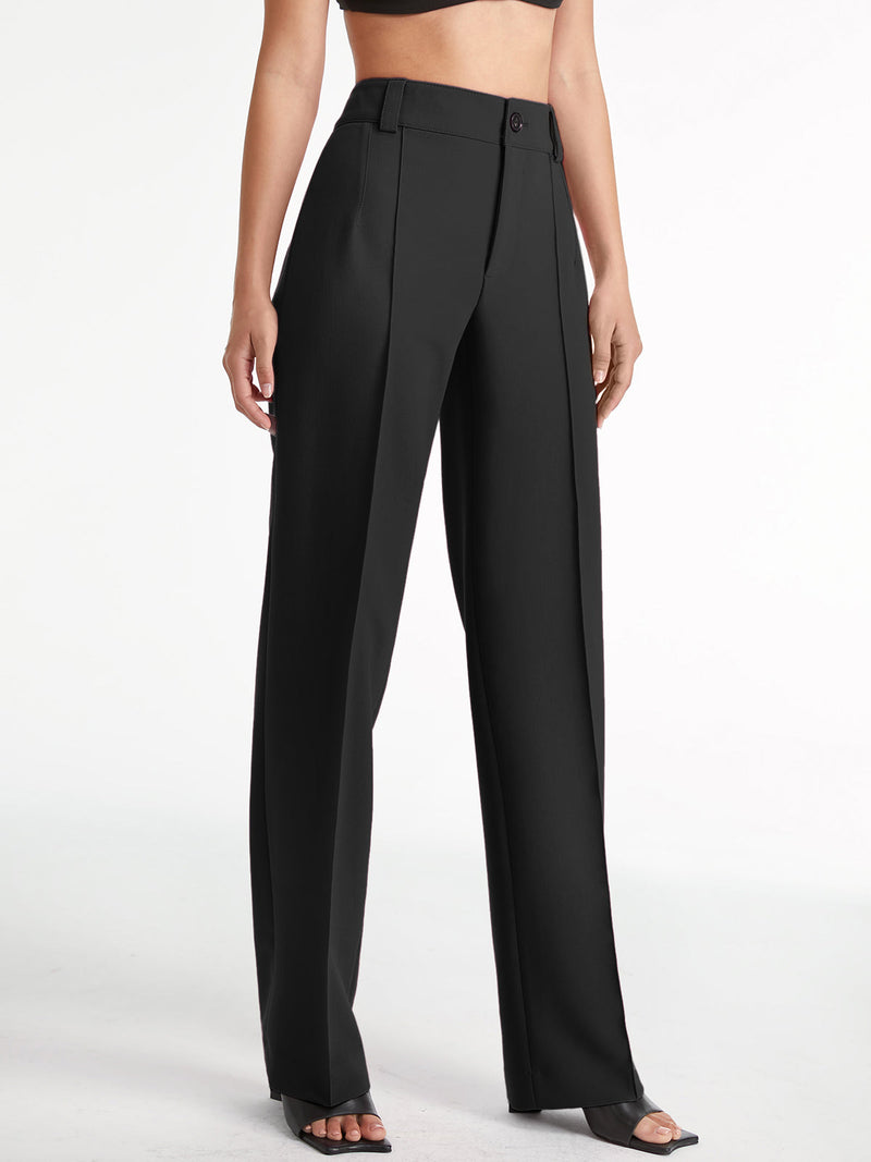 Lena - Rechte broek met hoge taille en wijde pijpen