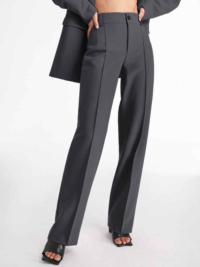 Lena - Rechte broek met hoge taille en wijde pijpen