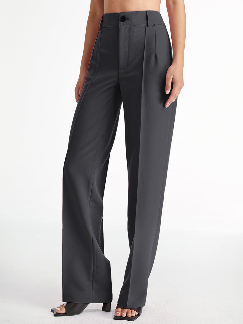 Lena - Rechte broek met hoge taille en wijde pijpen