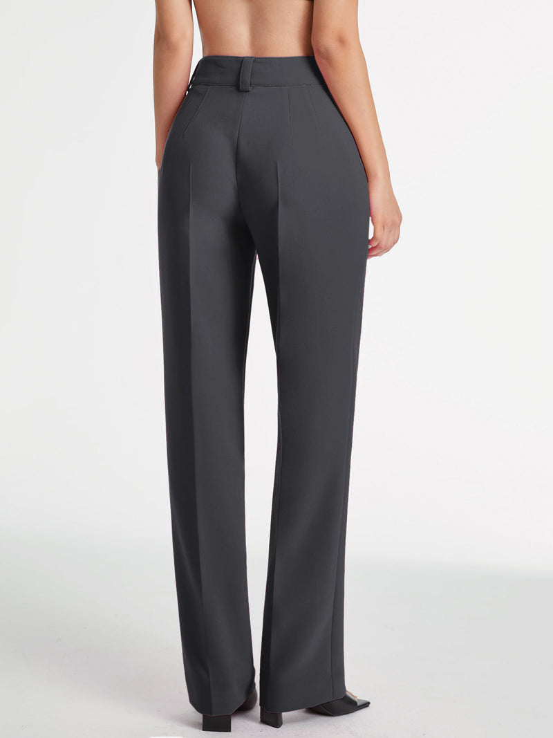 Lena - Rechte broek met hoge taille en wijde pijpen