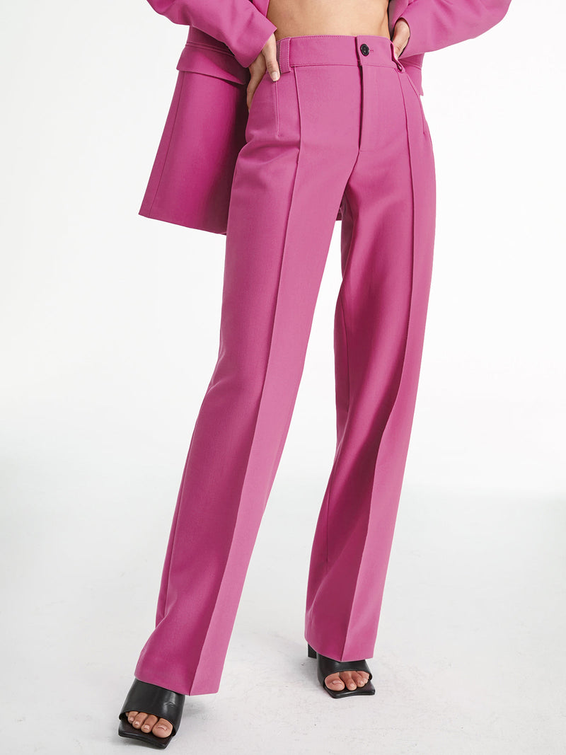 Lena - Rechte broek met hoge taille en wijde pijpen