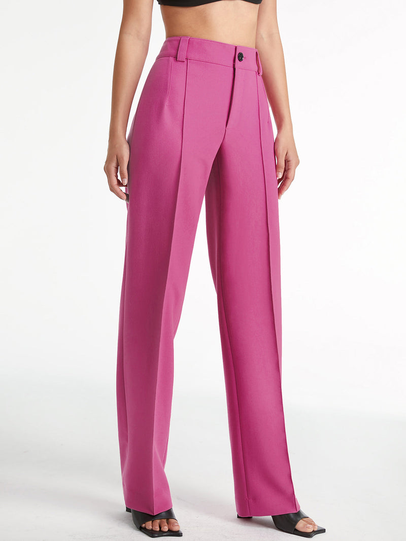 Lena - Rechte broek met hoge taille en wijde pijpen