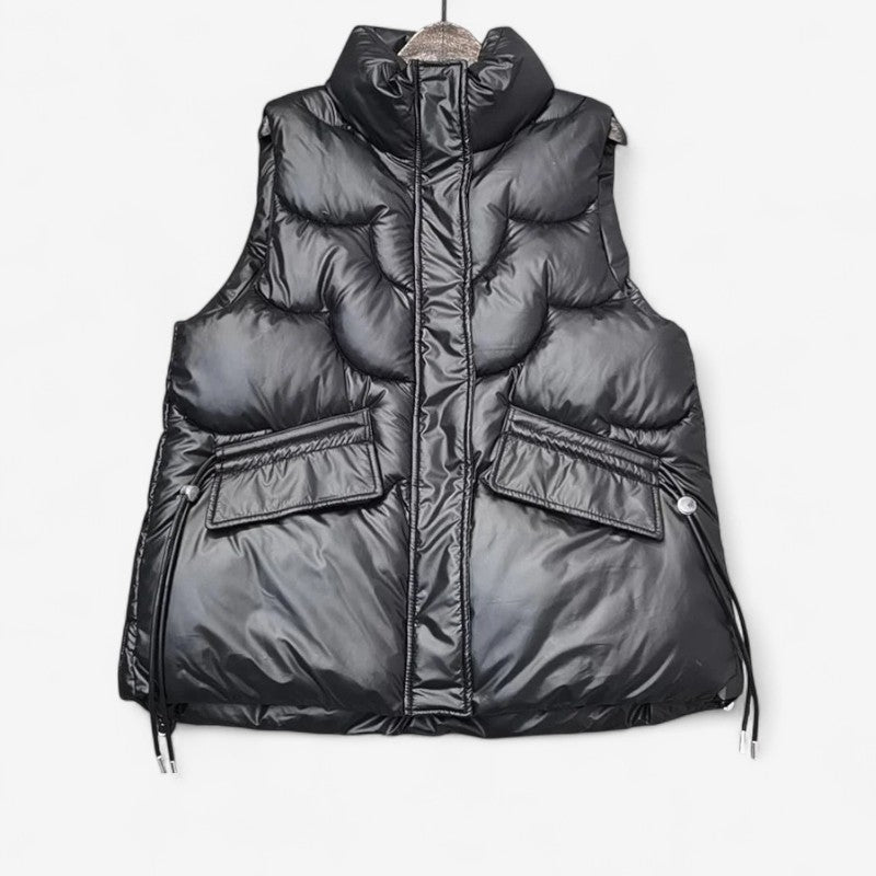 Anya - Mouwloze Jas met Opstaande Kraag en Zijzakken