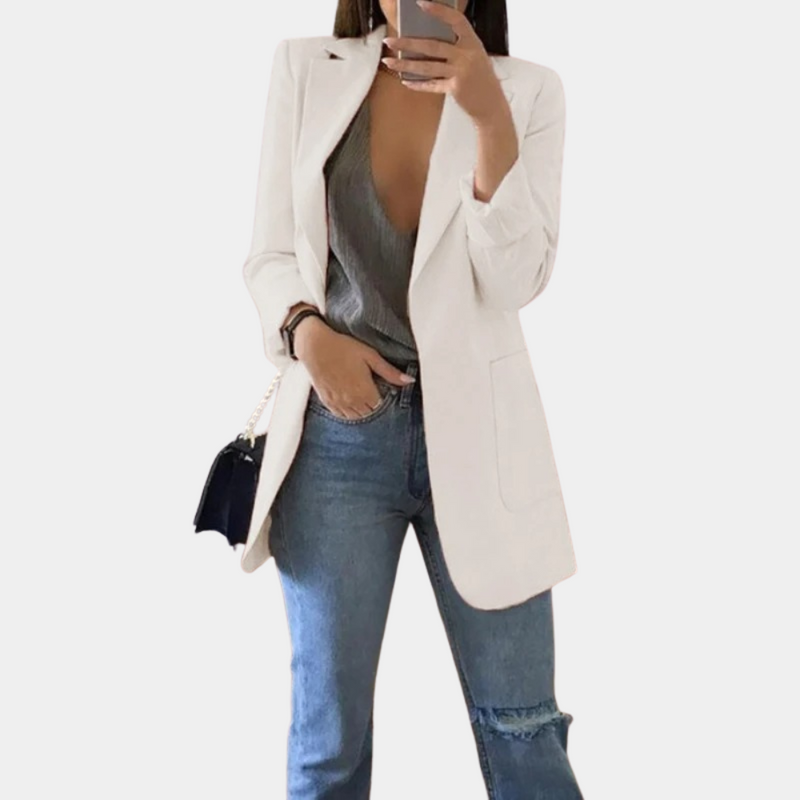 Victoria – Chique op maat gemaakte blazer met lange mouwen en zakken aan de voorkant