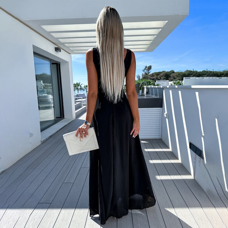 Maya - Elegante jurk met V-hals en hoge taille
