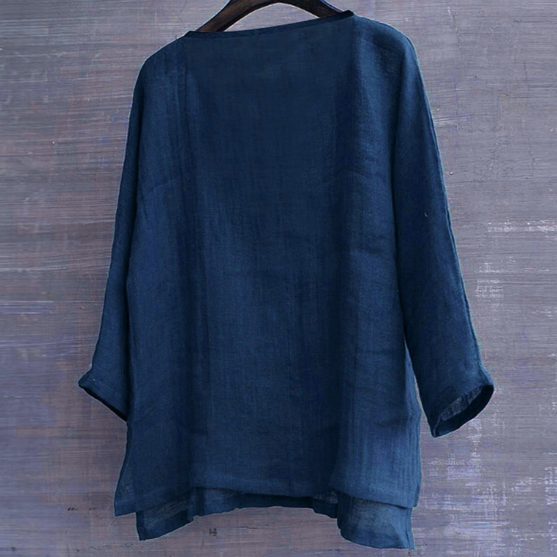 Jhon – Elegante V-hals blouse met lange mouwen en losse pasvorm