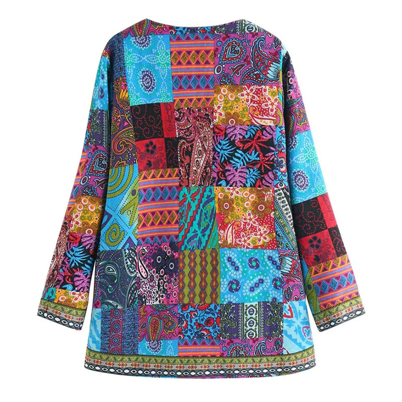 Linda - Elegante patchwork-cardigan met ingewikkelde patroon